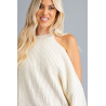 Sweter  de punto acanalado con hombro descubierto