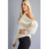 Sweter  de punto acanalado con hombro descubierto
