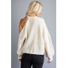 Sweter  de punto acanalado con hombro descubierto
