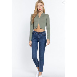Crop top manga larga con cremallera