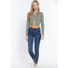 Crop top manga larga con cremallera
