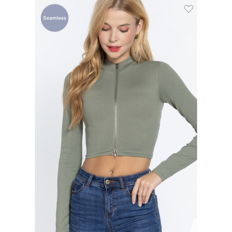 Crop top manga larga con cremallera