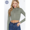 Crop top manga larga con cremallera