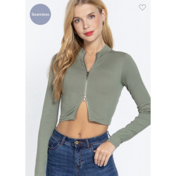 Crop top manga larga con cremallera