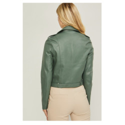 Chaqueta cuero vegano verde