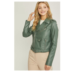 Chaqueta cuero vegano verde