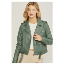 Chaqueta cuero vegano verde