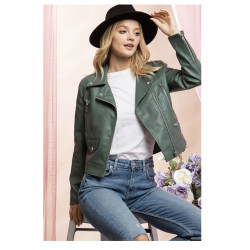 Chaqueta cuero vegano verde