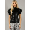 Blusa  cuero sintético con manga puff