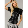 Blusa  cuero sintético con manga puff